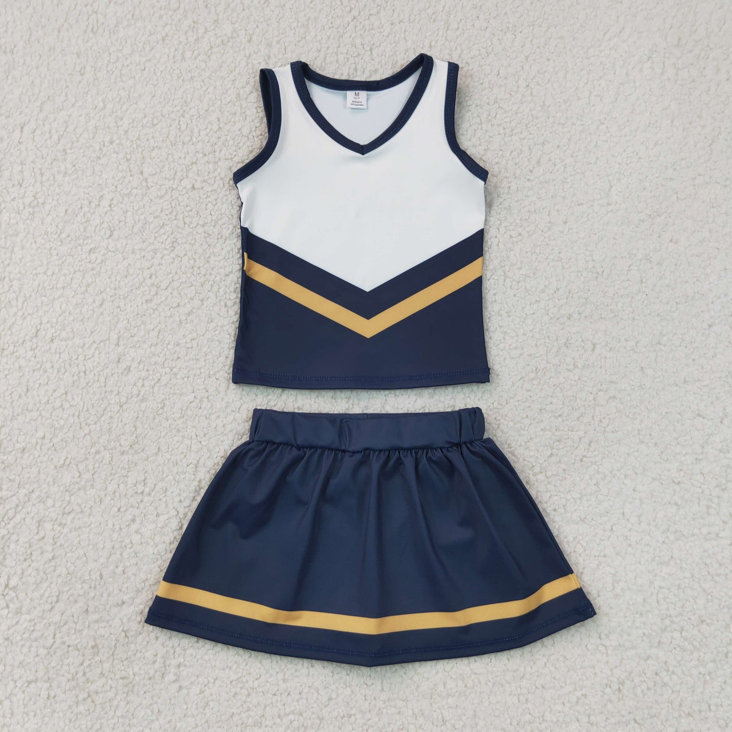 RTS NO MOQ Sibling yoga fabric Baby Girls Stripe Vest Top Matching Skort Team Yoga Active Clothes Set