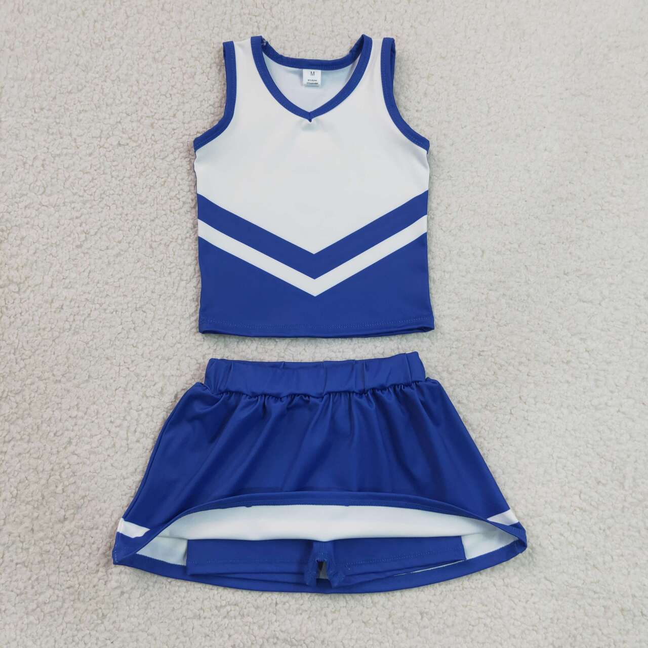 RTS NO MOQ yoga fabric GSD4190 Baby Girls Hot Blue Stripe Vest Top Skirt Shorts Team Yoga Active Sets