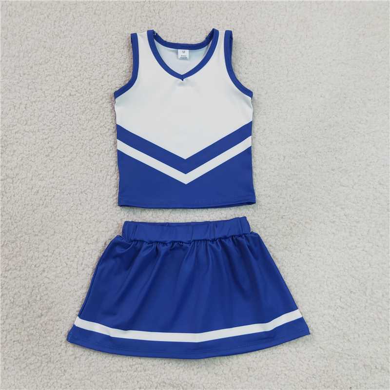RTS NO MOQ Sibling yoga fabric Toddler Girls Striped Sleeveless Vest Top Skort Shorts Yoga Active Outfit Set
