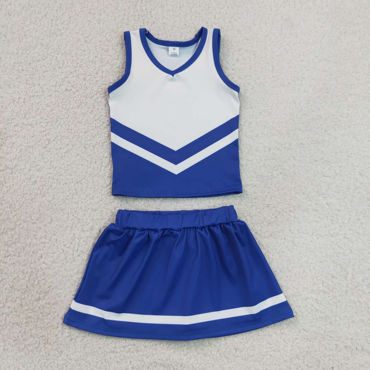 RTS NO MOQ yoga fabric GSD4190 Baby Girls Hot Blue Stripe Vest Top Skirt Shorts Team Yoga Active Sets