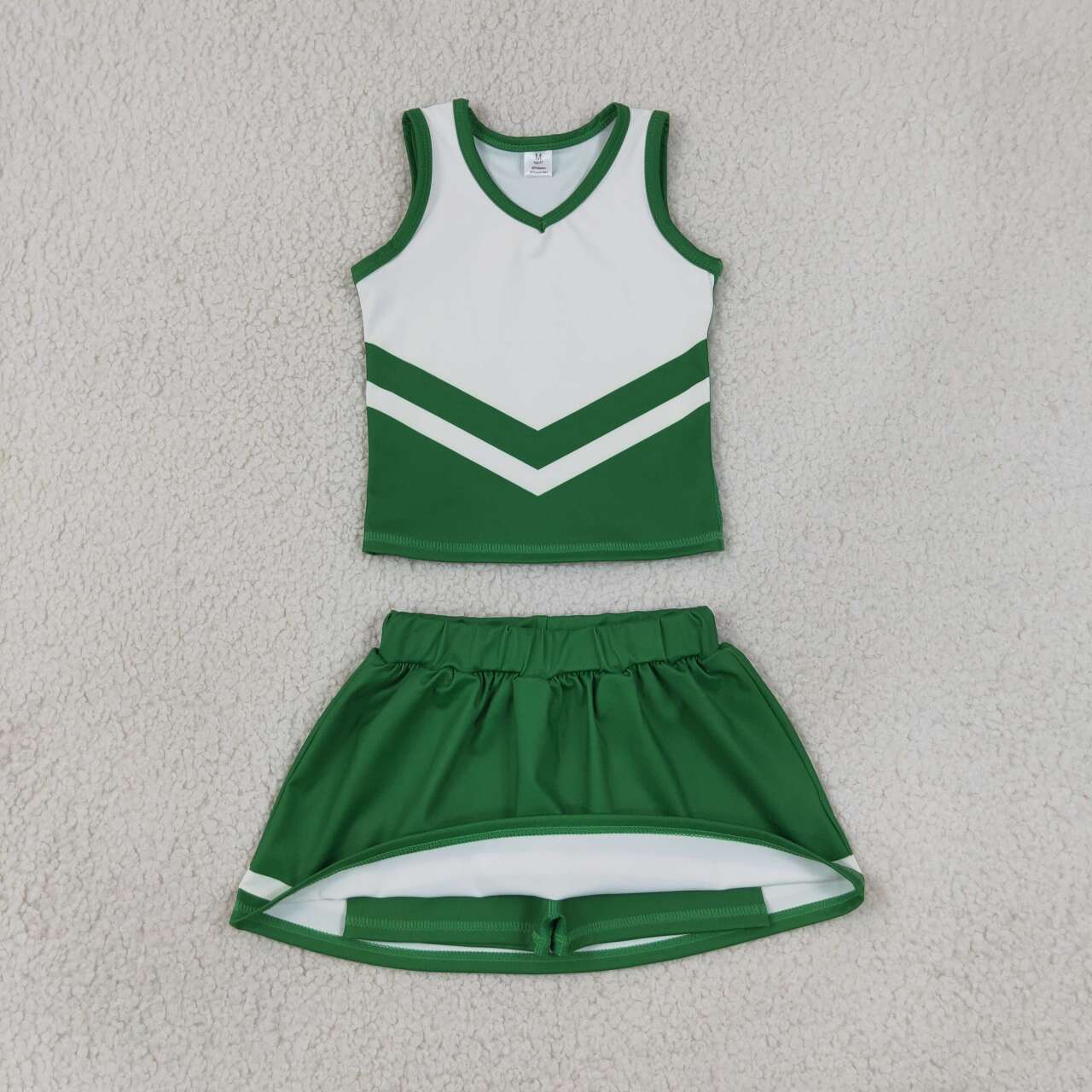 NEW RTS NO MOQ yoga fabric GSD4191 Baby Girls Green Stripe Vest Skort Team Active Outfit
