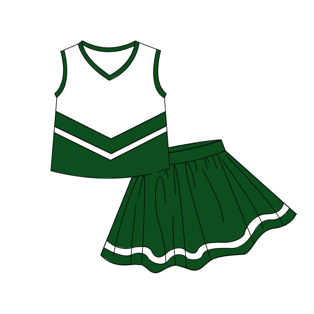 (Pre Order) No moq yoga fabric cotton Baby Girls Striped Vest Top Skirt Shorts Active Wear Sets