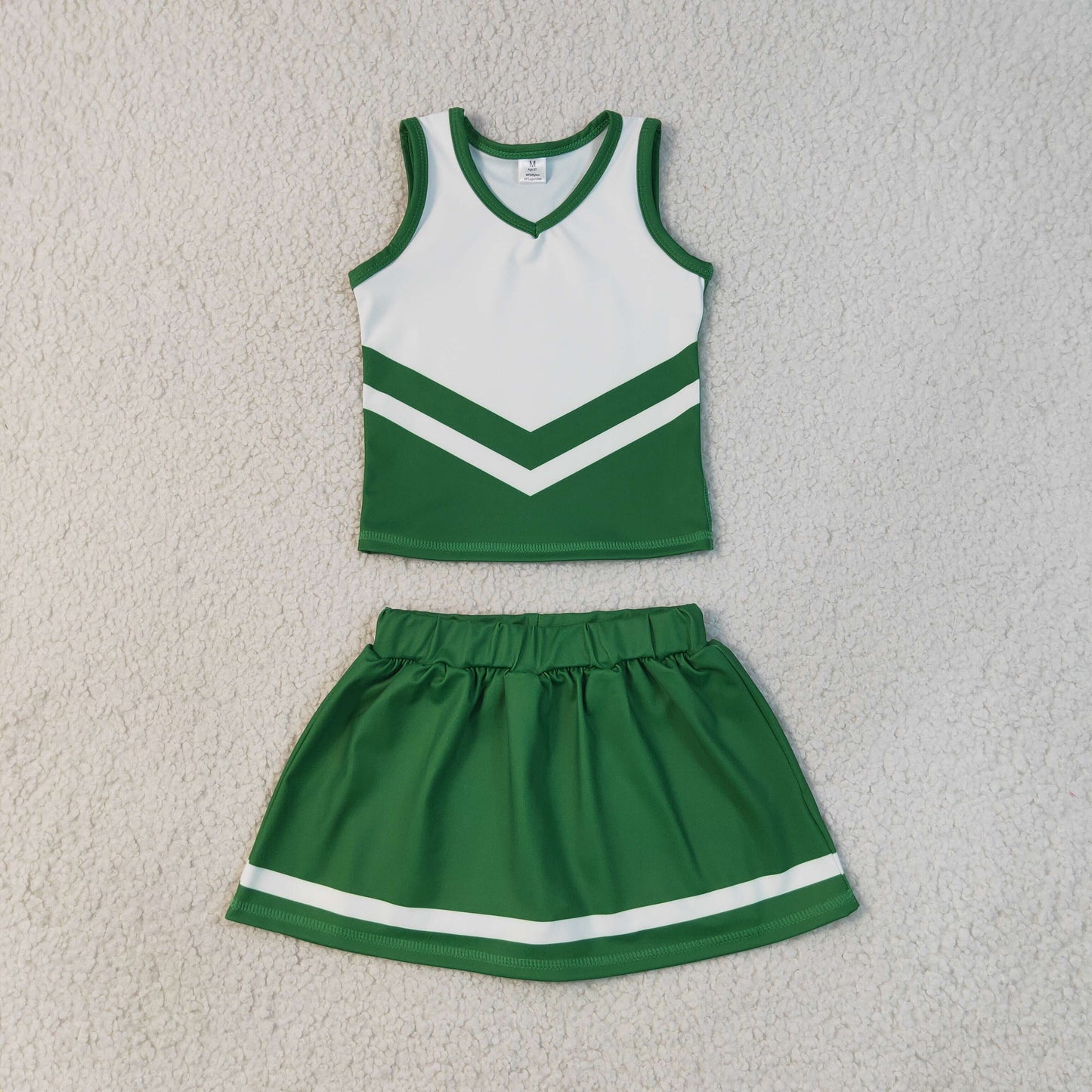 RTS NO MOQ Sibling yoga fabric Baby Girls Stripe Vest Top Matching Skort Team Yoga Active Clothes Set