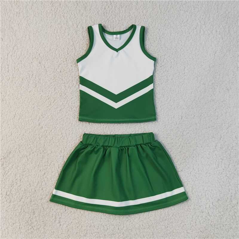 RTS NO MOQ Sibling yoga fabric Toddler Girls Striped Sleeveless Vest Top Skort Shorts Yoga Active Outfit Set