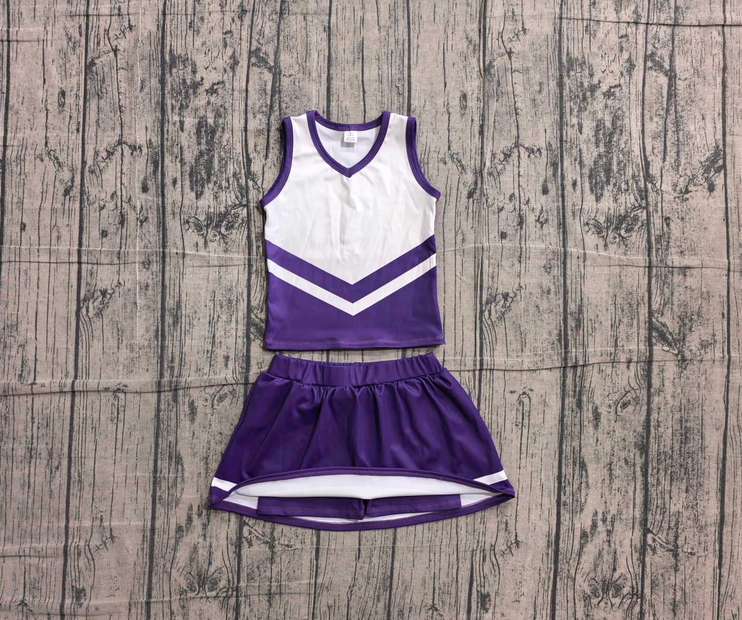 (Sample) No moq GSD4192 Yoga Baby Girls Purple Stripe Vest Skort Team Active Outfit