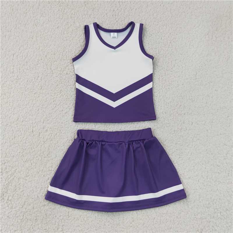 RTS NO MOQ Sibling yoga fabric Toddler Girls Striped Sleeveless Vest Top Skort Shorts Yoga Active Outfit Set