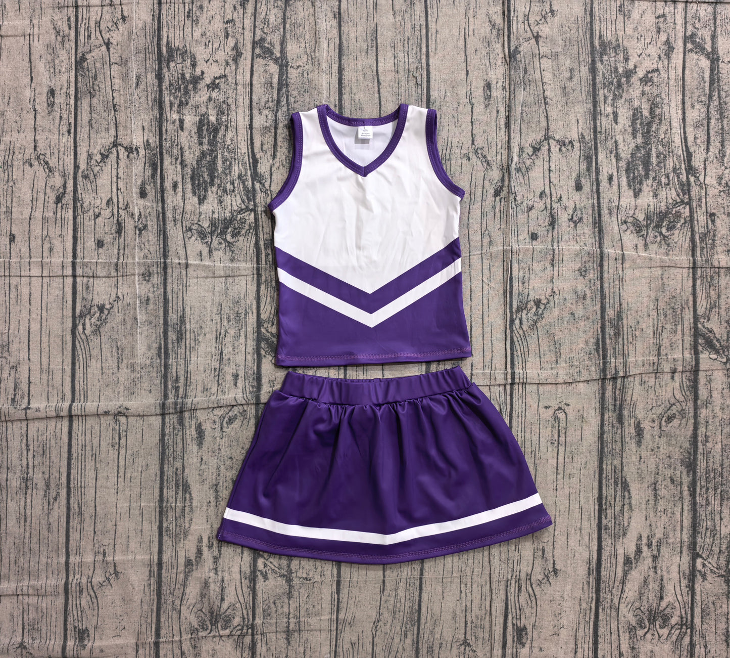 (Sample) No moq GSD4192 Yoga Baby Girls Purple Stripe Vest Skort Team Active Outfit