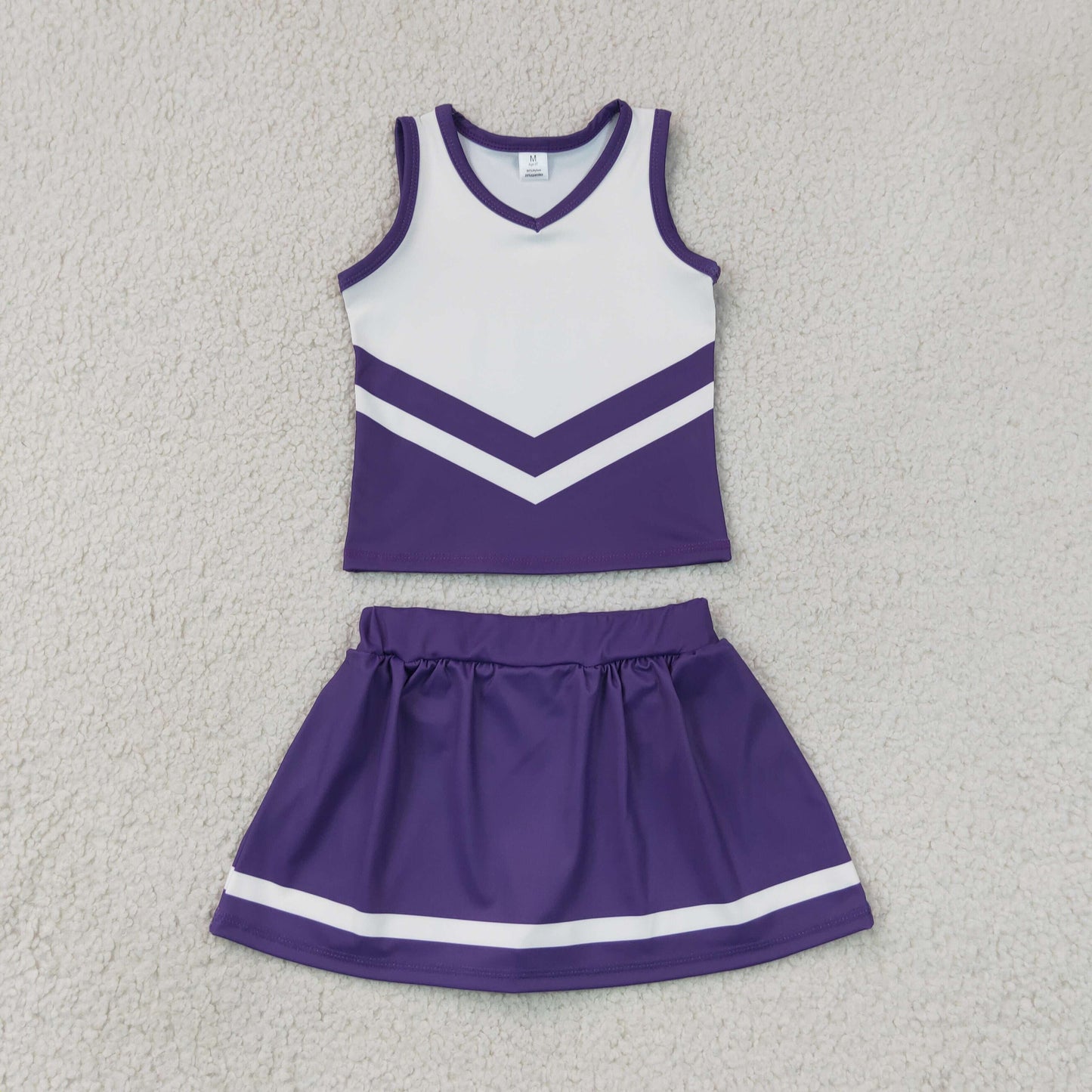 RTS NO MOQ Sibling yoga fabric Baby Girls Stripe Vest Top Matching Skort Team Yoga Active Clothes Set