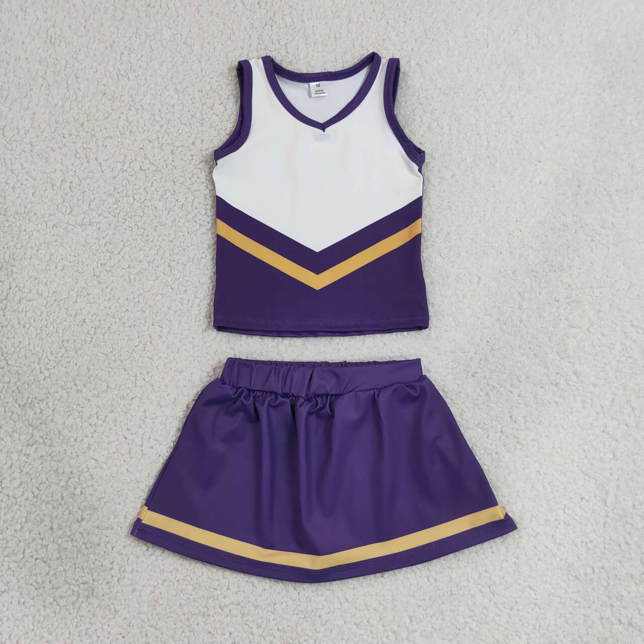 RTS NO MOQ Sibling yoga fabric Baby Girls Cute Stripe Tank Top Skort Team Active Set