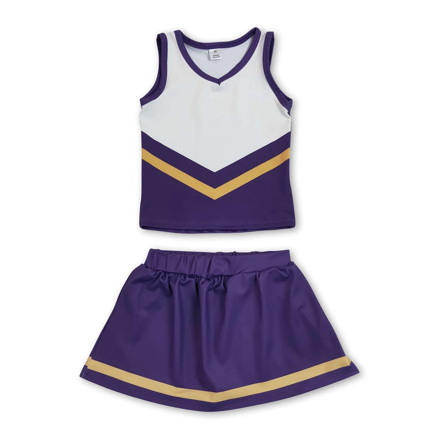 RTS NO MOQ Sibling yoga fabric Baby Girls Cute Summer Stripe Tank Top Skort Team Active Set