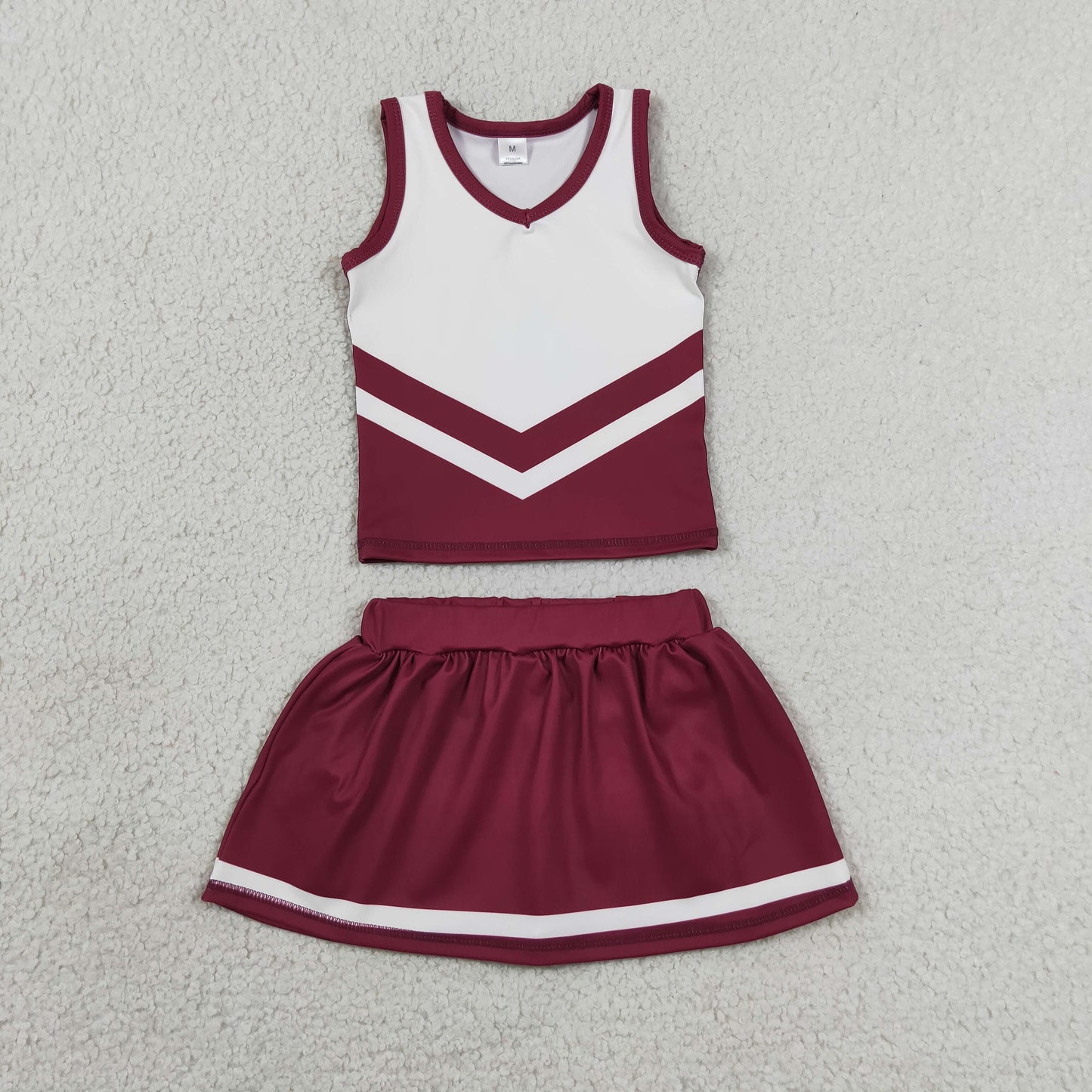 RTS NO MOQ Sibling yoga fabric Baby Girls Cute Stripe Tank Top Skort Team Active Set