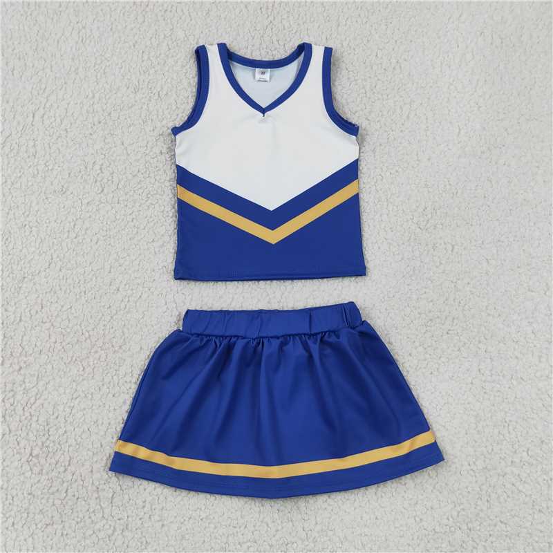 RTS NO MOQ Sibling yoga fabric Toddler Girls Striped Sleeveless Vest Top Skort Shorts Yoga Active Outfit Set