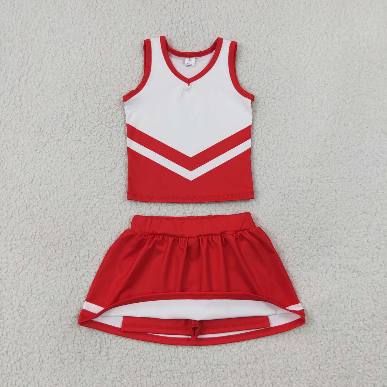 NEW RTS NO MOQ yoga fabric GSD4198 Baby Girls Red Stripe Vest Skort Team Active Outfit