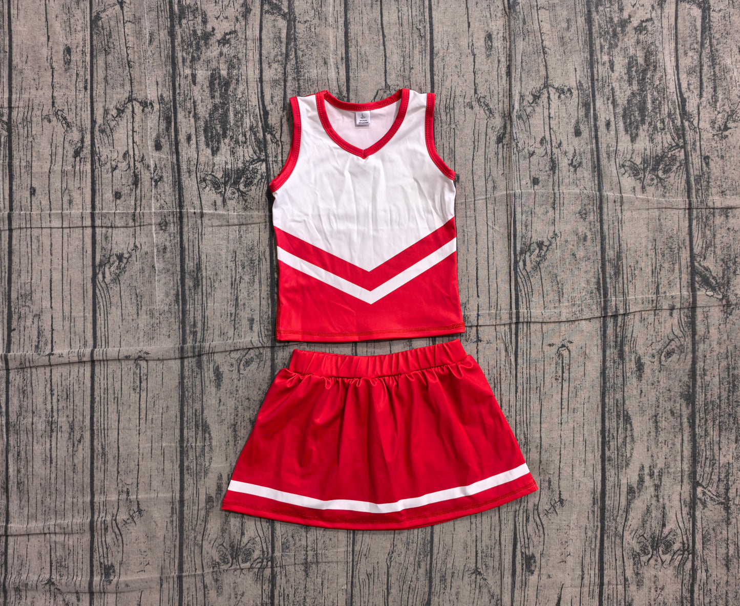 (Sample) No moq GSD4198 Yoga Baby Girls Fashion Red Stripe Vest Skort Team Active Outfit