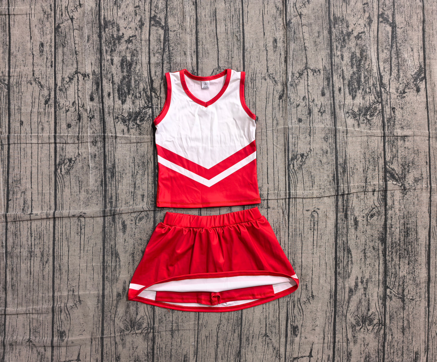 (Sample) No moq GSD4198 Yoga Baby Girls Fashion Red Stripe Vest Skort Team Active Outfit