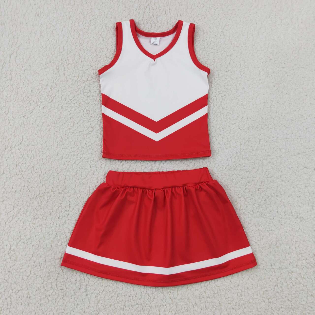 NEW RTS NO MOQ yoga fabric GSD4198 Baby Girls Red Stripe Vest Skort Team Active Outfit