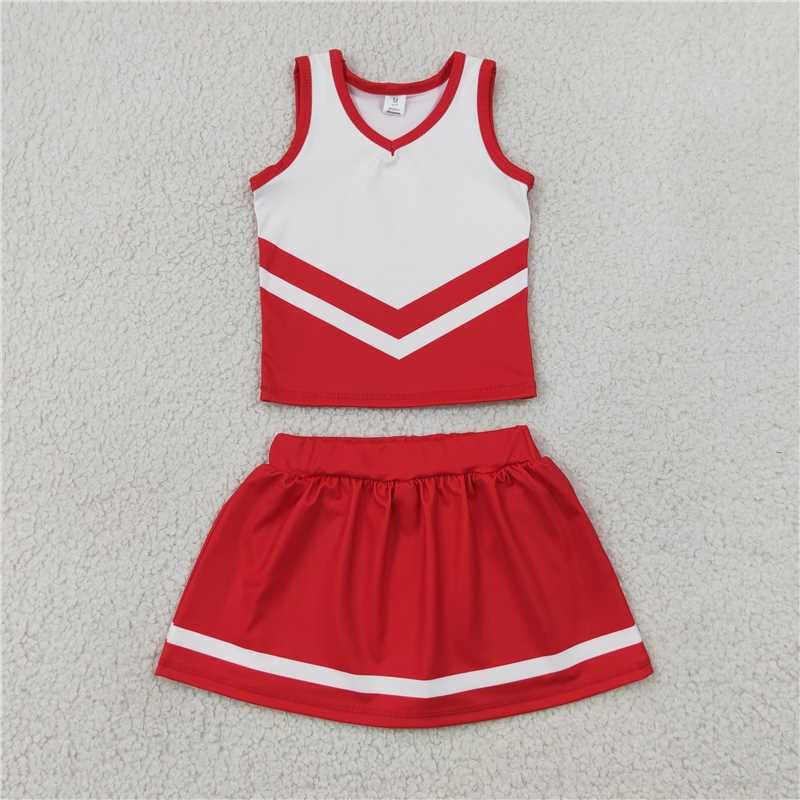 RTS NO MOQ Sibling yoga fabric Toddler Girls Striped Sleeveless Vest Top Skort Shorts Yoga Active Outfit Set