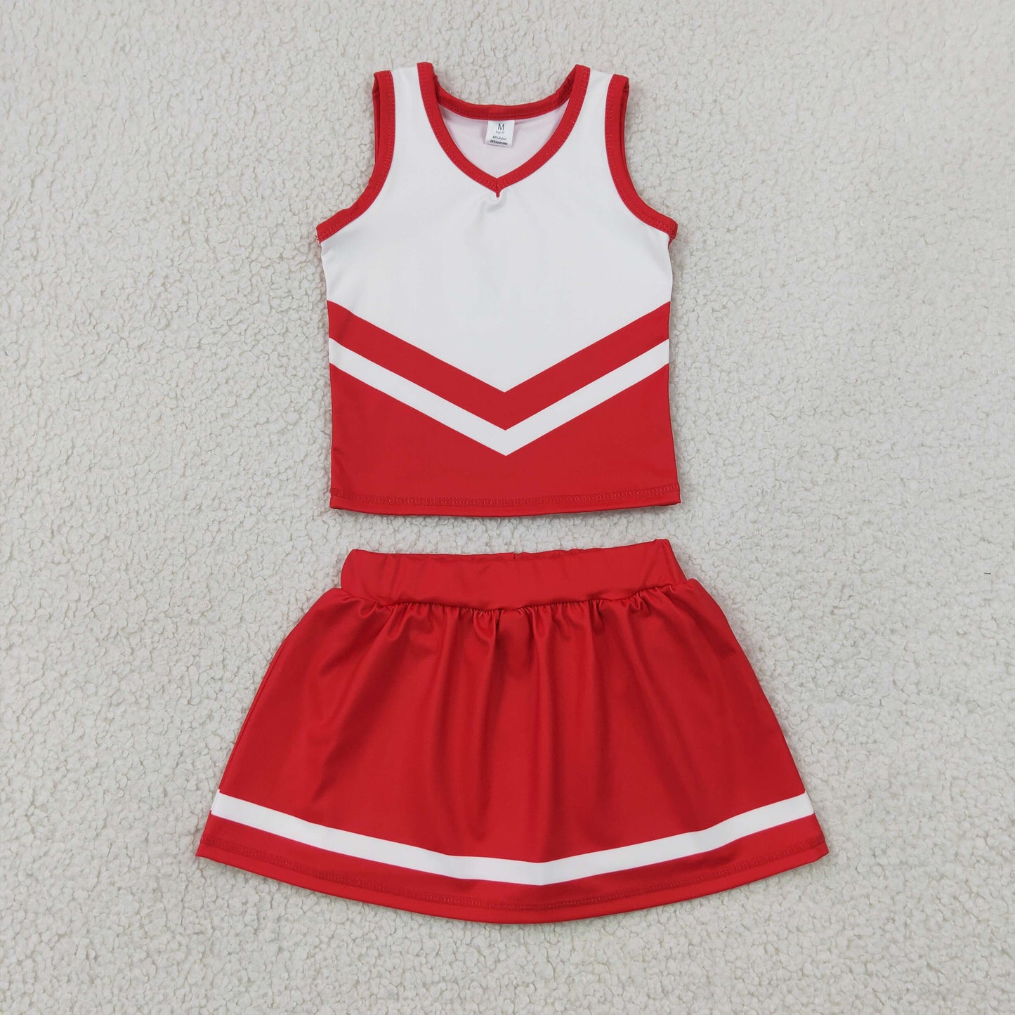 RTS NO MOQ Sibling yoga fabric Baby Girls Stripe Vest Top Matching Skort Team Yoga Active Clothes Set