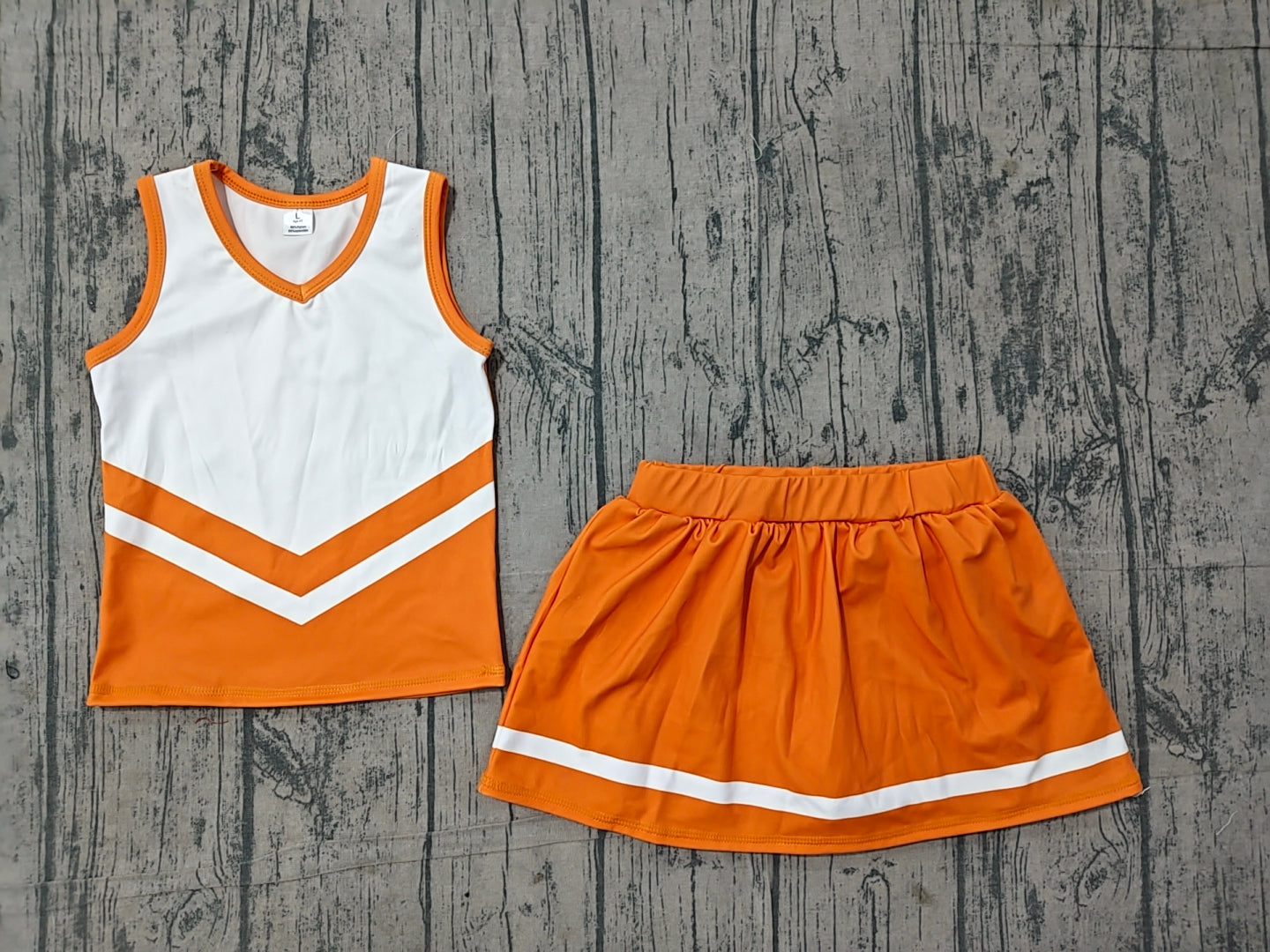 (Sample) No moq GSD4199 Yoga Baby Girls Orange Striped Vest Top Skort Team Sports Active Sets