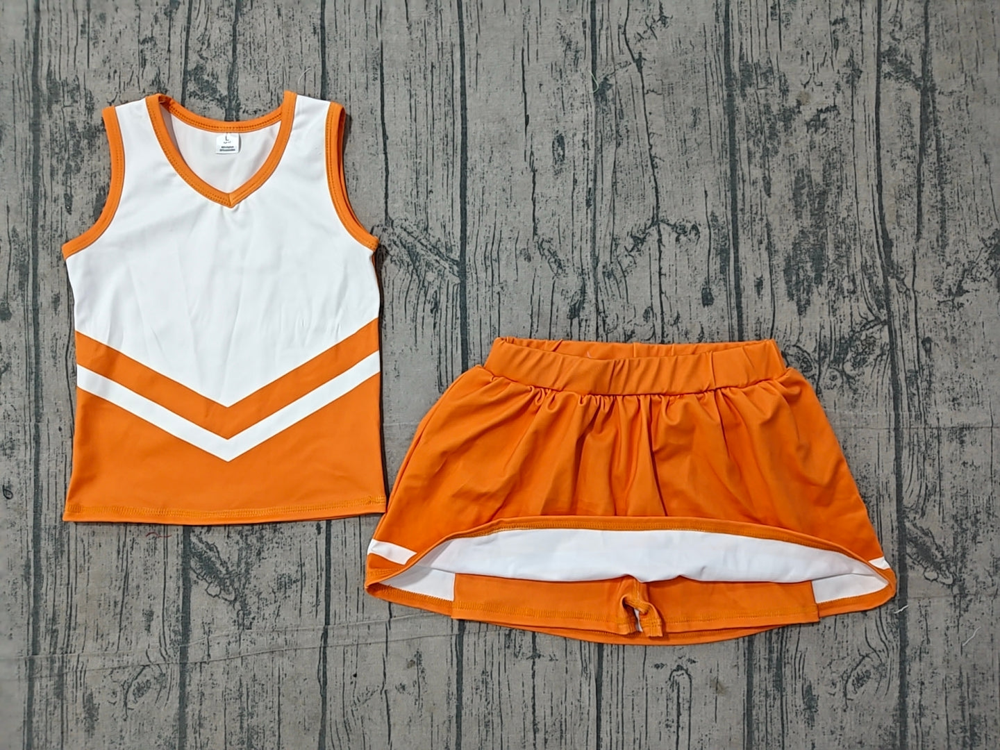 (Sample) No moq GSD4199 Yoga Baby Girls Orange Striped Vest Top Skort Team Sports Active Sets