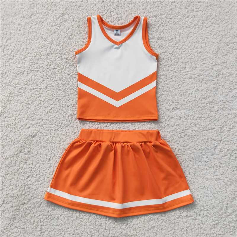 RTS NO MOQ Sibling yoga fabric Toddler Girls Striped Sleeveless Vest Top Skort Shorts Yoga Active Outfit Set