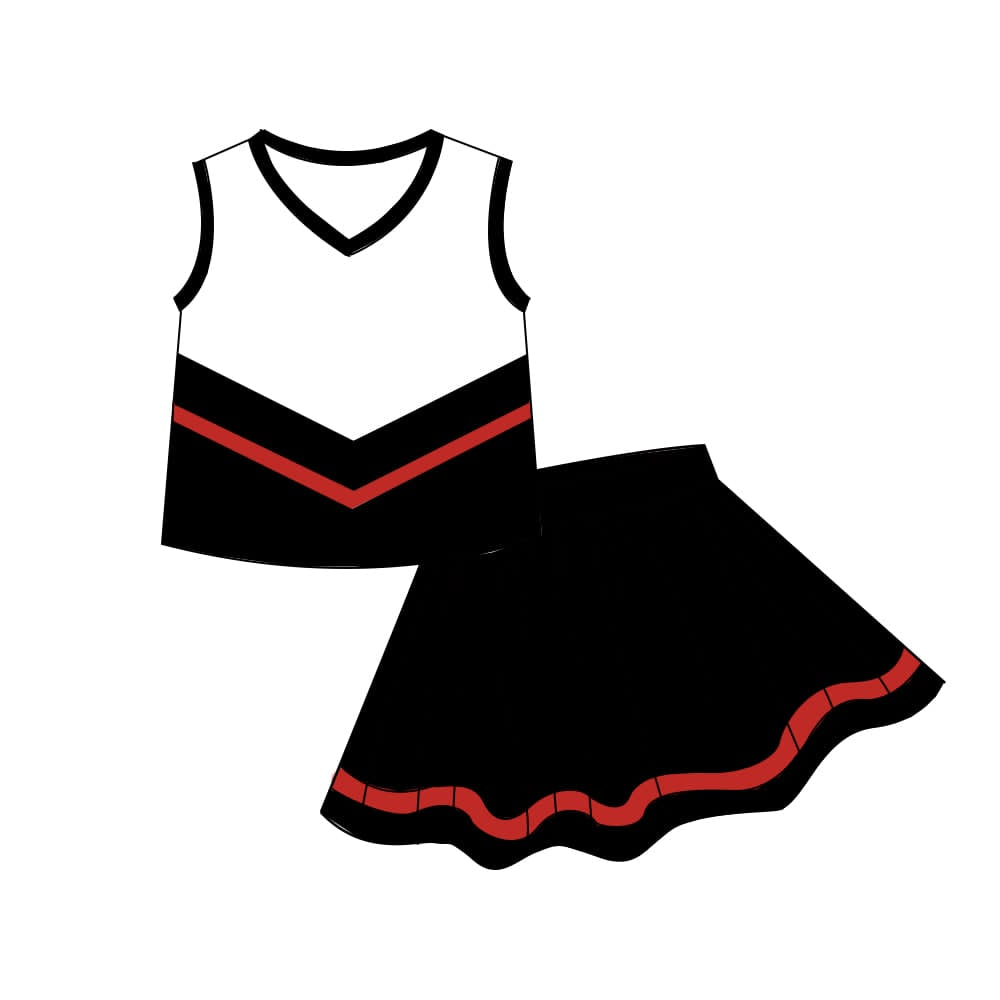 (Pre Order) No moq yoga fabric cotton Baby Girls Striped Vest Top Skirt Shorts Active Wear Sets