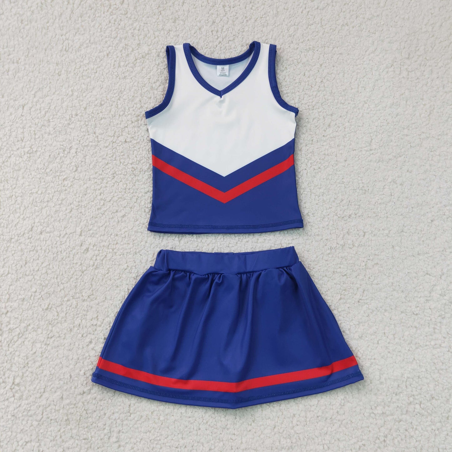 RTS NO MOQ Sibling yoga fabric Baby Girls Stripe Vest Top Matching Skort Team Yoga Active Clothes Set