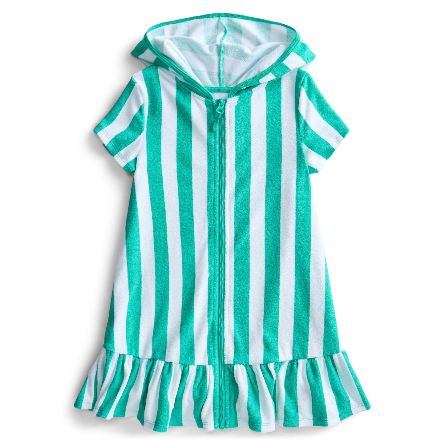 (Pre Order) No moq yoga fabric Baby Girls Stripe Hoodie Zip Up Yoga Active Knee Length Dress