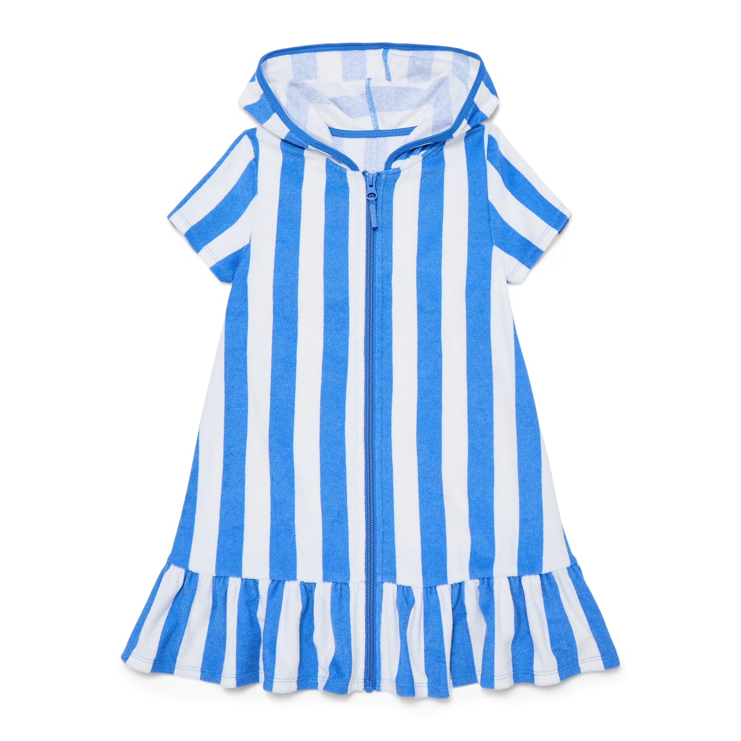 (Pre Order) No moq yoga fabric Baby Girls Stripe Hoodie Zip Up Yoga Active Knee Length Dress