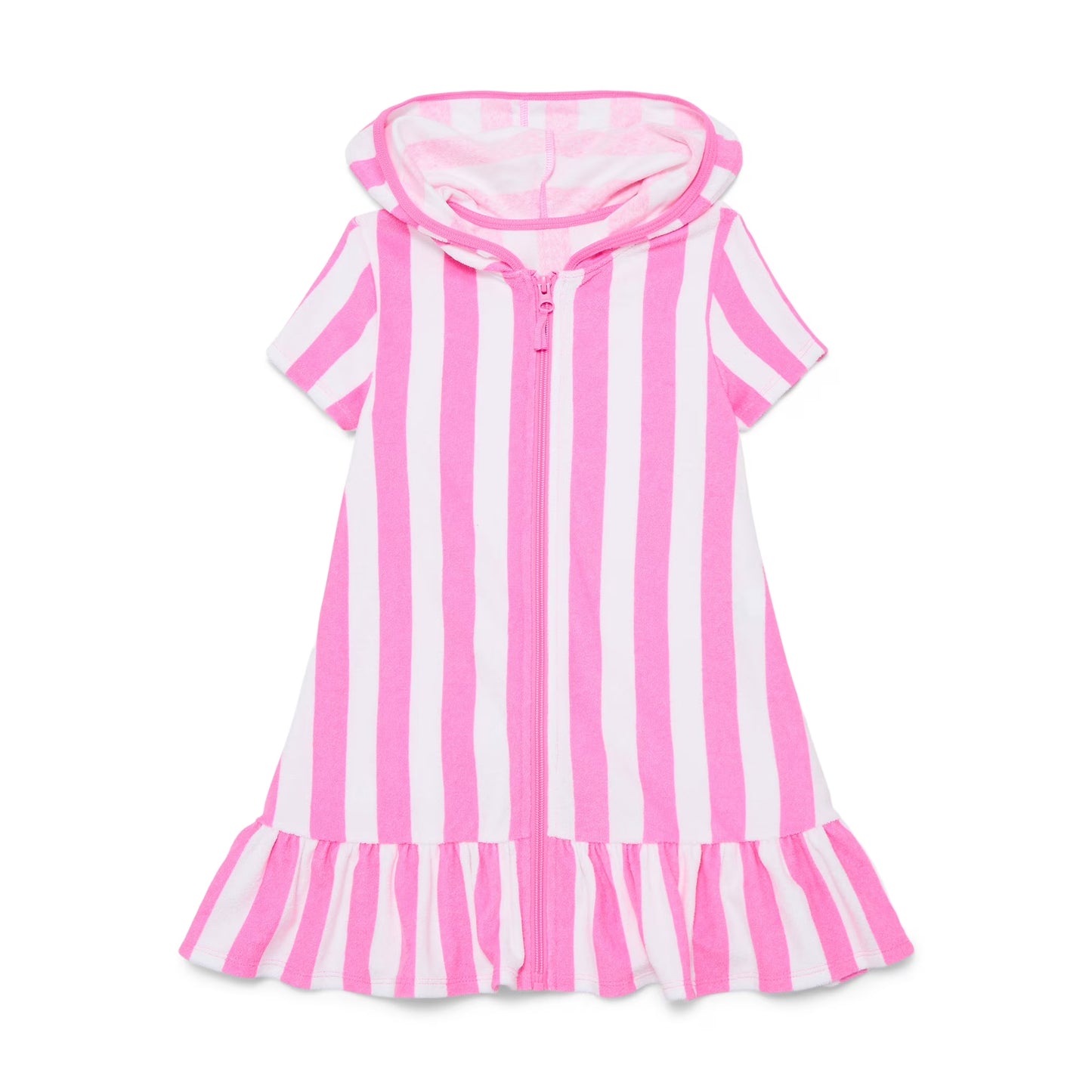 (Pre Order) No moq yoga fabric Baby Girls Stripe Hoodie Zip Up Yoga Active Knee Length Dress