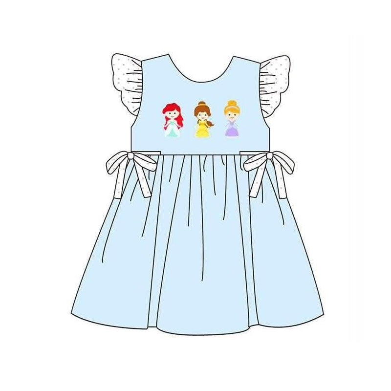 (Pre Order) No moq milk silk Cute Clothes Baby Girls Blue Ruffle Flutter Sleeve Top Shorts Set Matching Romper Dress