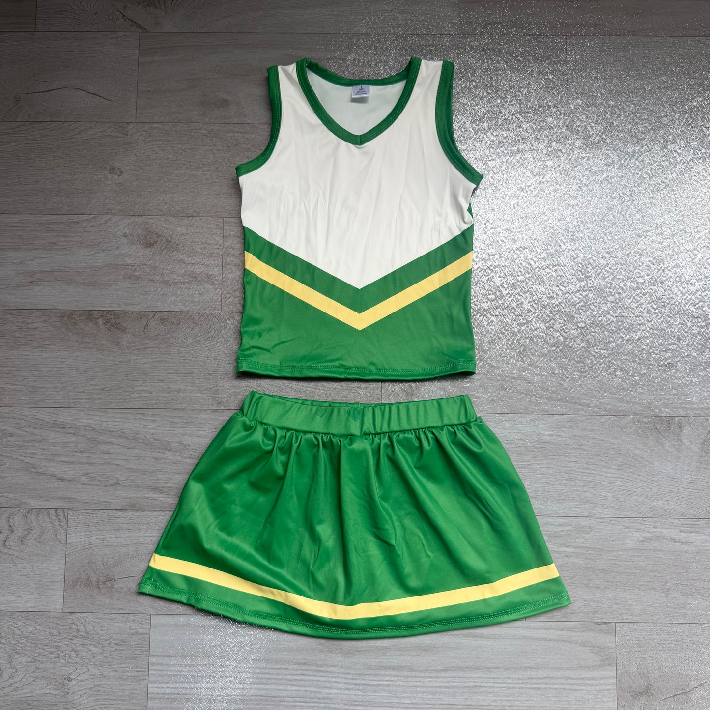 (Sample) No moq yoga fabric GSD4238 Yoga Baby Girls Green Yellow Vest Top Matching Skort Two Piece Yoga Active Team Clothes Set