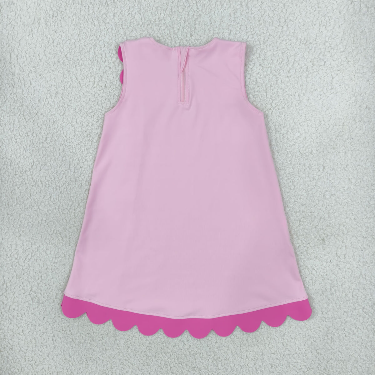 NEW RTS NO MOQ yoga fabric cotton GSD4240 Baby Girls Pink Sleeveless Yoga Active Scallop Knee Length Dresses