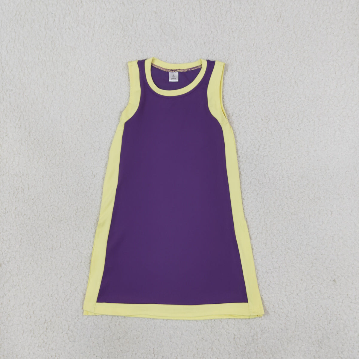 NEW RTS NO MOQ yoga fabric cotton GSD4253 Yoga Baby Girls Separate Shorts Solid Purple Sleeveless Yoga Knee Length Dress