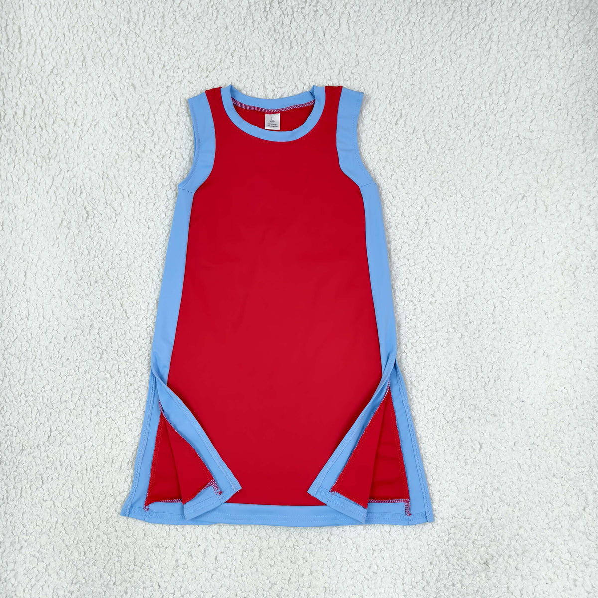 NEW RTS NO MOQ yoga fabric cotton GSD4255 Yoga Baby Girls Separate Shorts Solid Red Blue Sleeveless Yoga Knee Length Dress