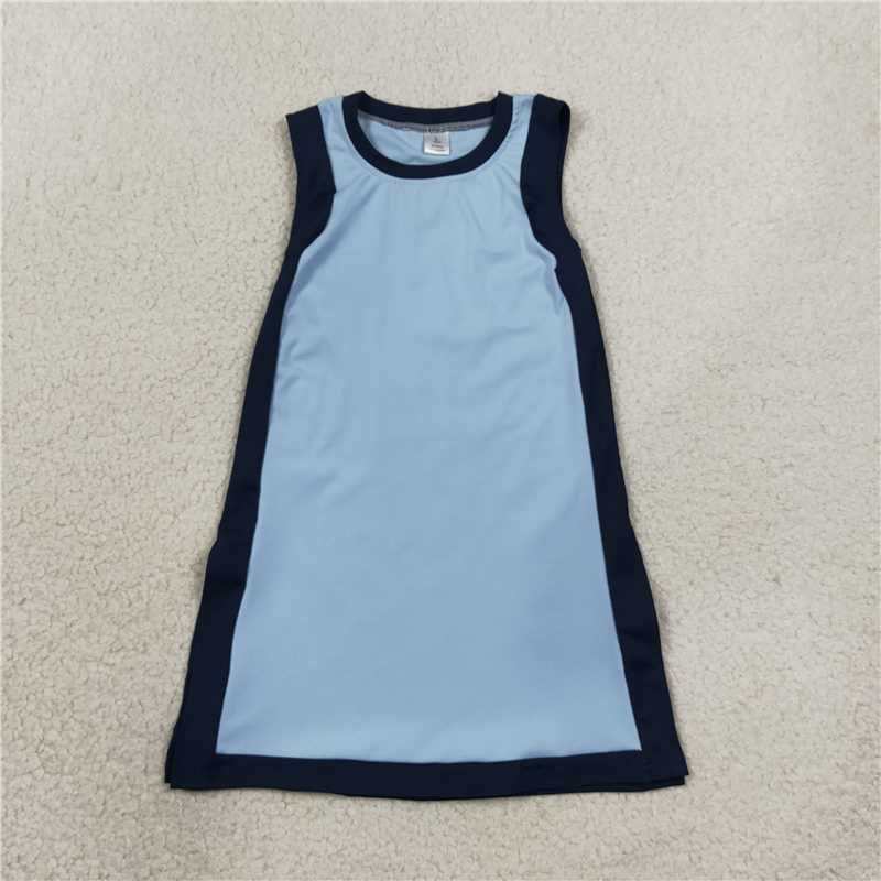 RTS NO MOQ Sibling yoga fabric cotton Separate Shorts Baby Girls Color Block Sleeveless A Line Yoga Dress Round Neck Casual Summer Dress