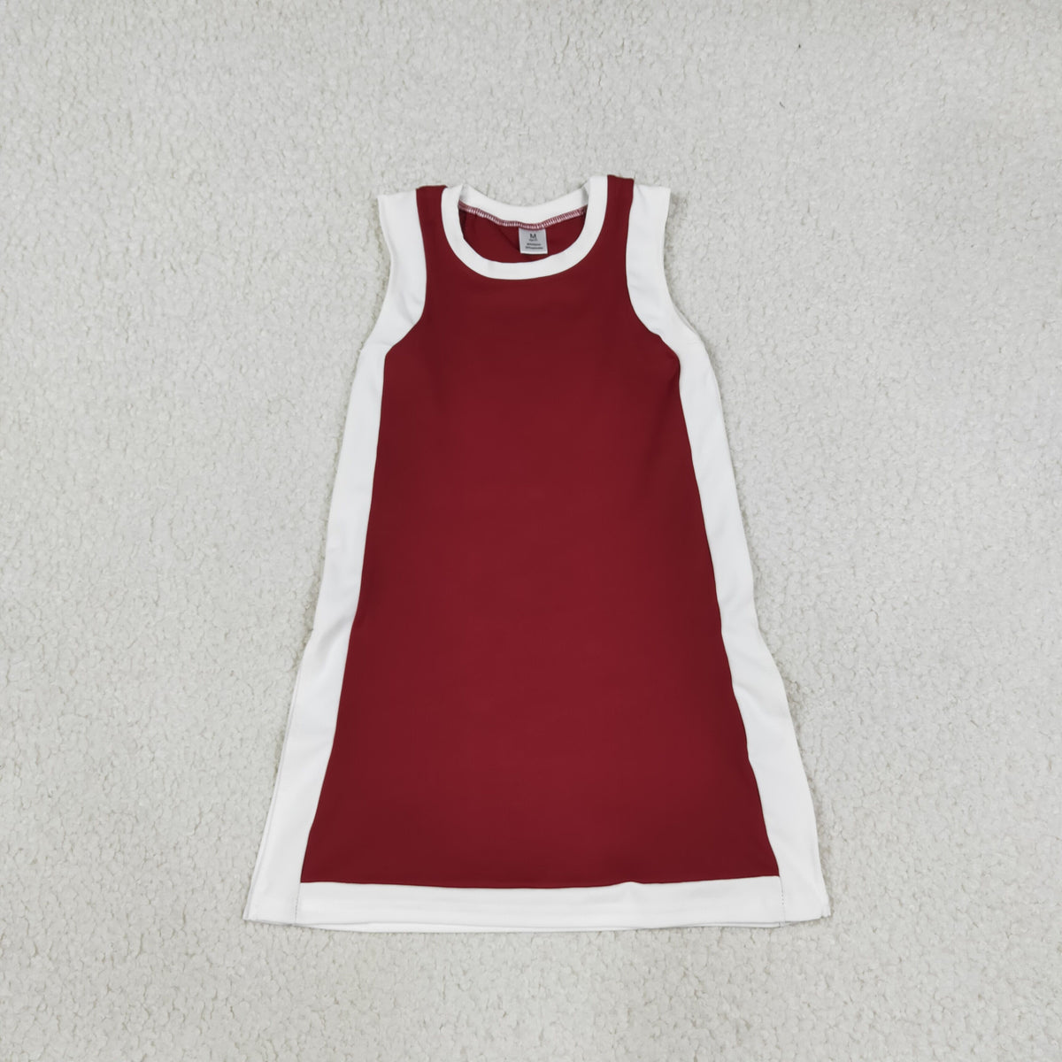 NEW RTS NO MOQ yoga fabric cotton GSD4257 Yoga Baby Girls Sleeveless White Maroon Yoga Active Knee Length Dresses
