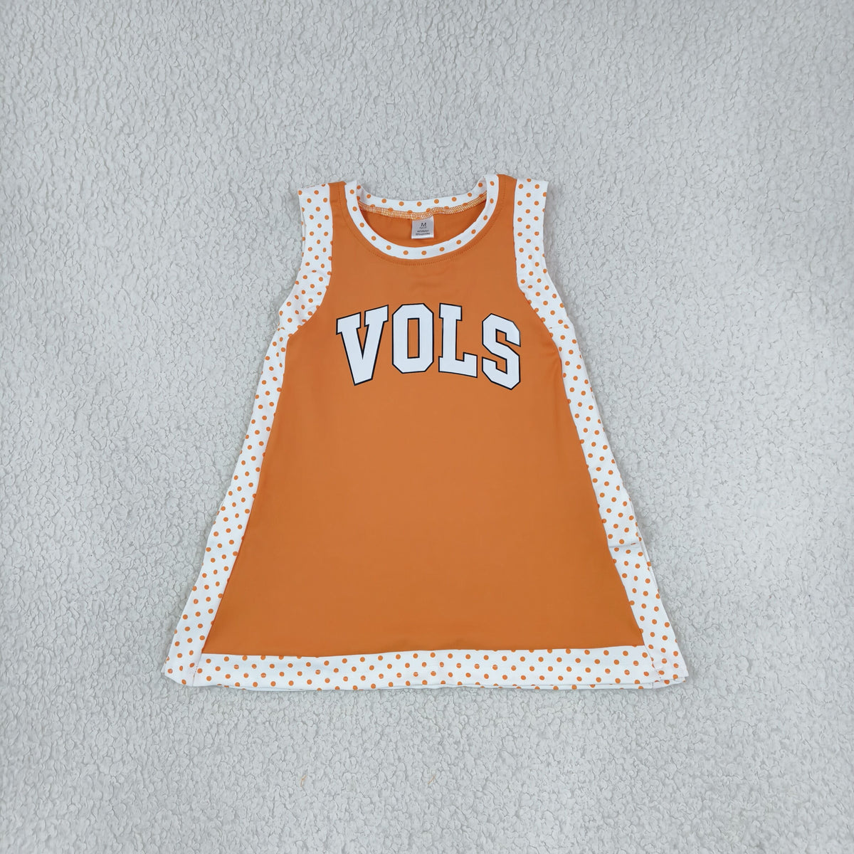 NEW RTS NO MOQ yoga fabric GSD4292 Yoga Baby Girls Orange Polka Dots Team Yoga Active Split Knee Length Dress
