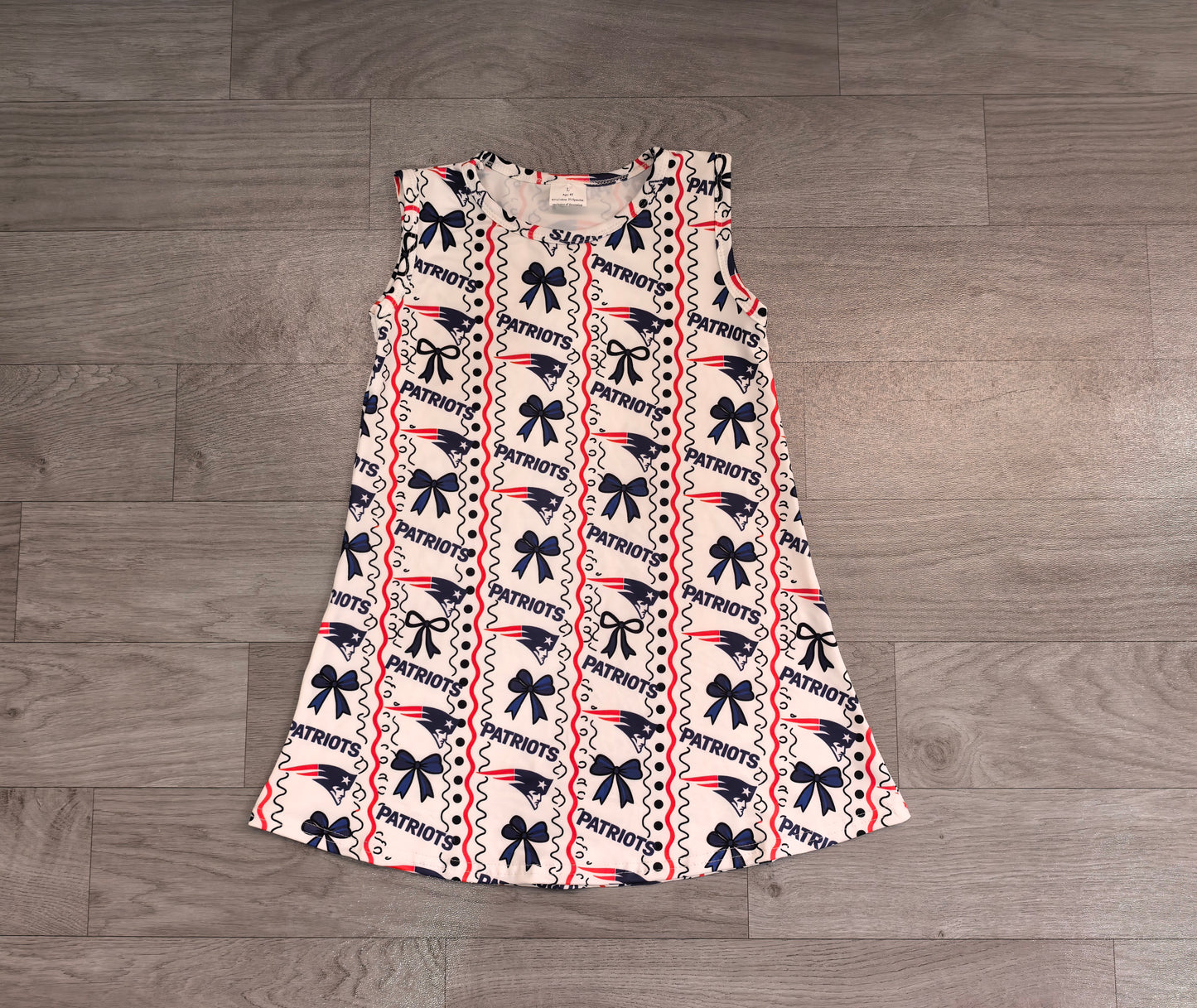 (Sample) No moq milk silk GSD4293 Baby Girls Bows Patriots Stripe Team Scallop Knee Length Dress