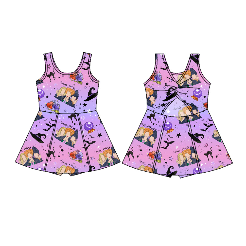 (Preorder new) no moq GSD4304 Baby Girls Magic Bats Halloweens Yoga Active Short Knee Length Dress