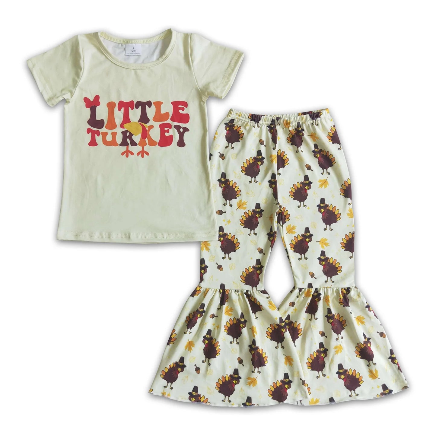 RTS NO MOQ Sibling milk silk Baby Girls Cute Thanksgiving Pies Print Top Ruffle Pants Two Piece Clothing Sets