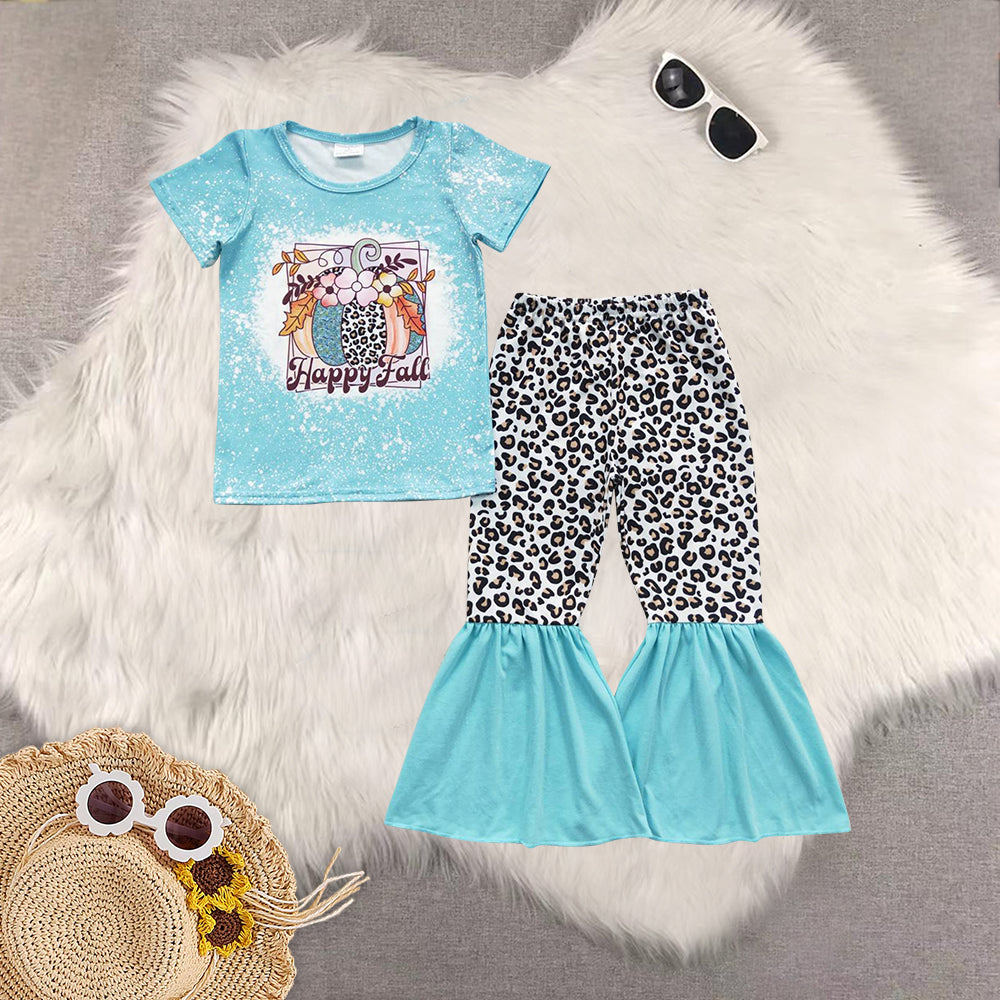 RTS NO MOQ Sibling Baby girls clothes pumpkin short-sleeved trousers suit & romper