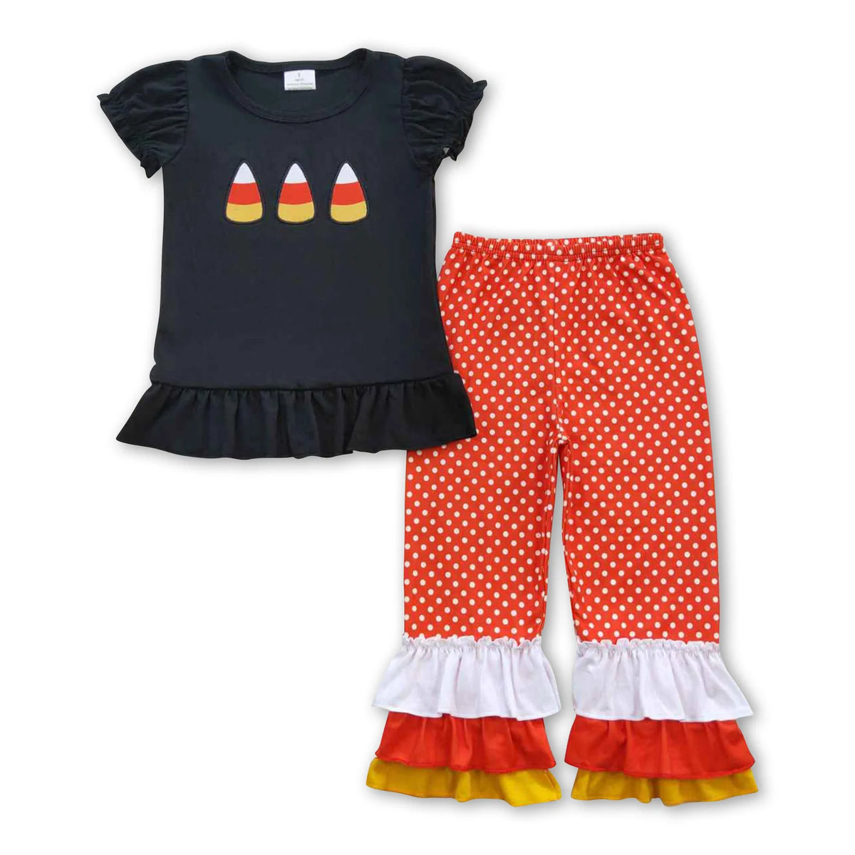 RTS NO MOQ Sibling milk silk Embroidery Baby Boys Girls Halloween Candy Short Sleeve Top Pants Casual Sets Rompers