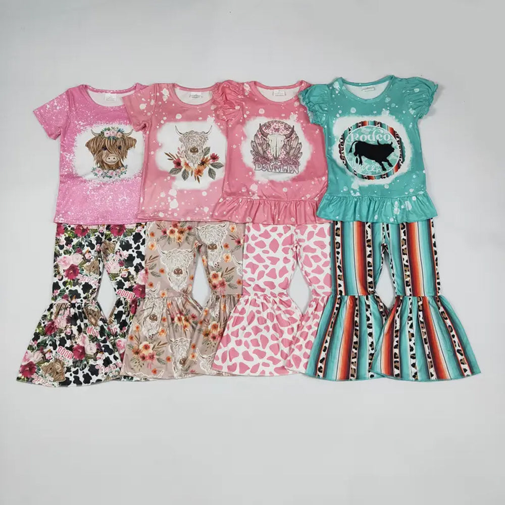 RTS NO MOQ Sibling baby Girls clothes short sleeve pants Sets