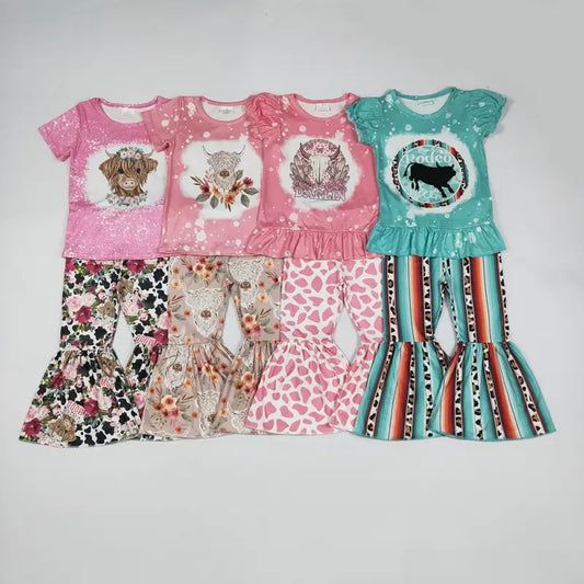 RTS NO MOQ Sibling baby Girls clothes short sleeve pants Sets