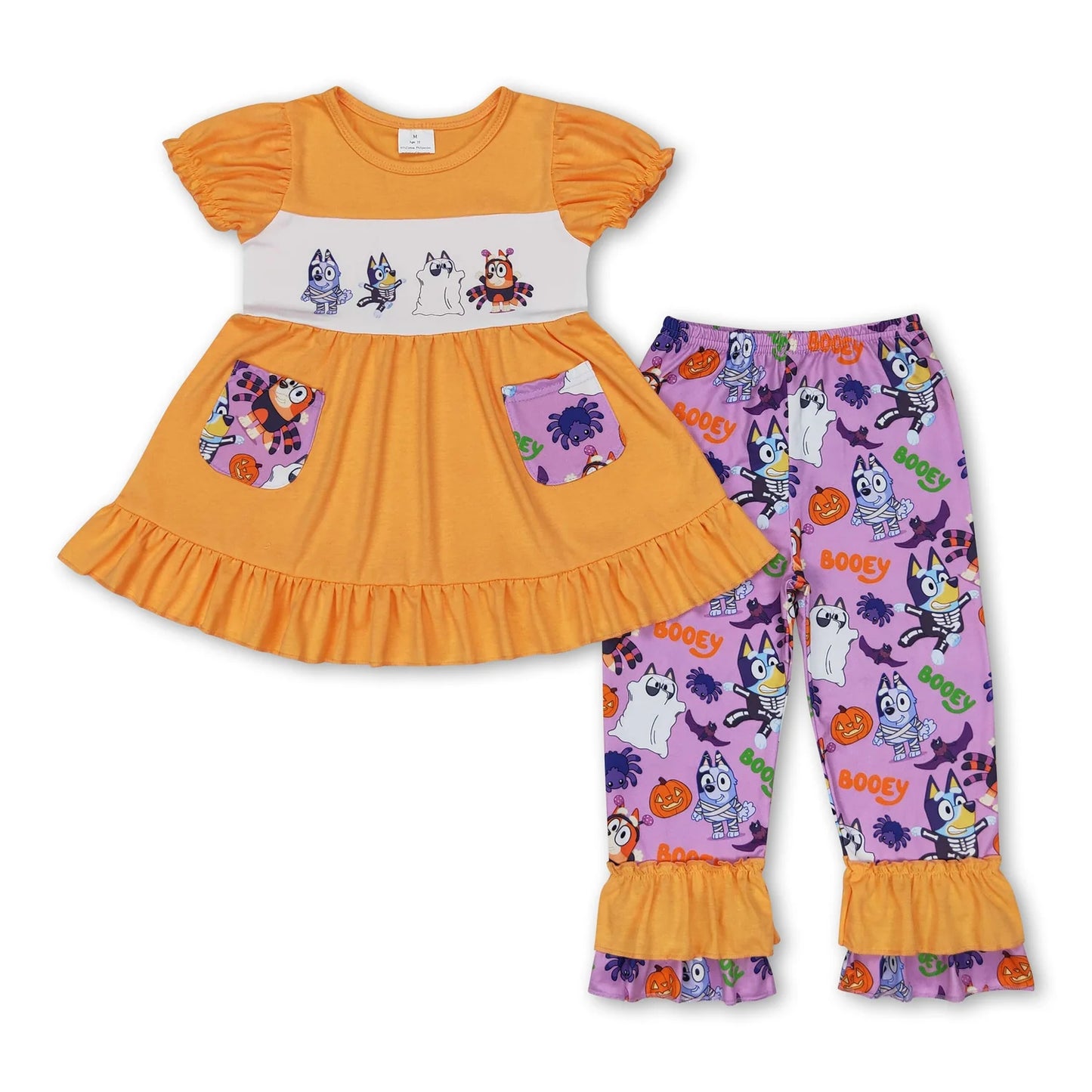RTS NO MOQ Sibling milk silk Baby Girls Thanksgiving Green Turkey Print 2Pcs Ruffle Pants Clothes Sets