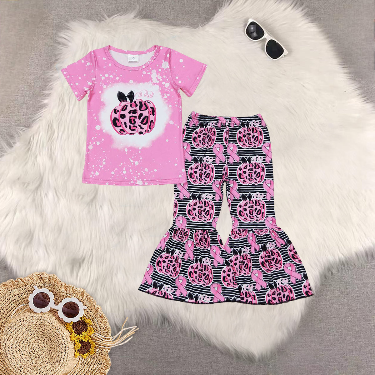 RTS NO MOQ Sibling Baby Girls halloween long sleeve and short Sleeve Pants Sets