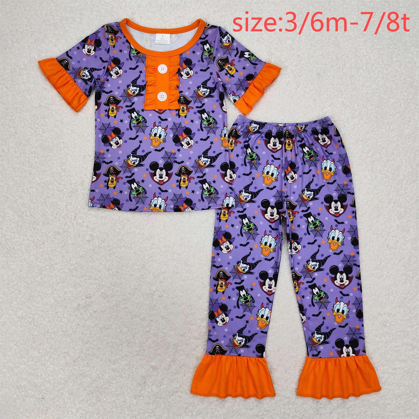 Cute Clothes GSPO1608 Baby Girls Halloween  Purple Top Pants Pajamas Clothes Sets