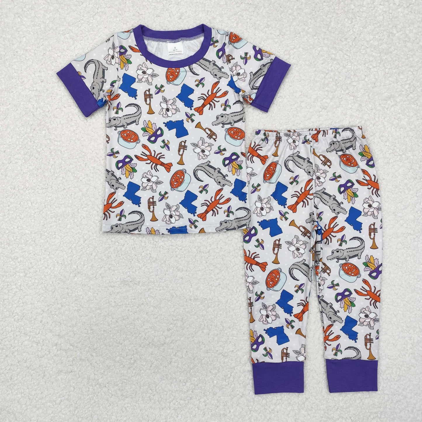 RTS NO MOQ Girls Boys Mardi gras Pajamas Clothes Sets and romper