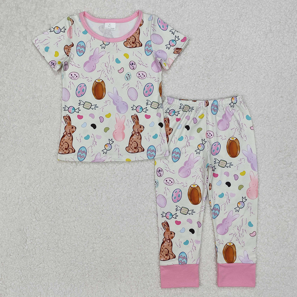 RTS NO MOQ Sibling Boys Baby Girls Rompers Pajamas Sets Baby Rabbit Egg Outfit Matching Family Clothes for Spring